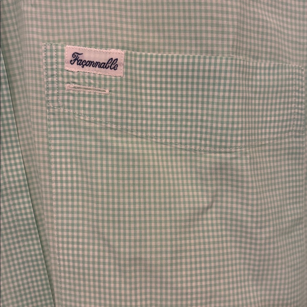 Faconnable button down small check Easter spring … - image 2